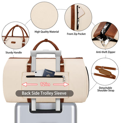 Convertible 2-in-1 Garment Bags for Travel, 50L Carry On Garment Duffle Bag With Shoe Compartment Large Weekender Bag for Women Men Hanging Suitcase Suit Travel Duffel Overnight Bags