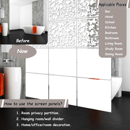 Lchen Hanging Room Divider Panel, 12 Pieces White Screen Panels Solid Board Cut Room Partition Home Decoration(Mixed,15.7"x15.7"x0.03")