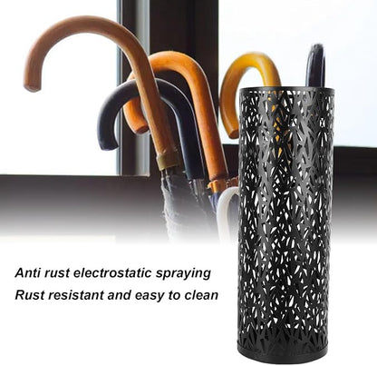 Umbrella Stand Rack for Entryway Metal Hollowed Freestanding Round Umbrella Holder Organizer Bin for Home Hotel Office Decor (Small)