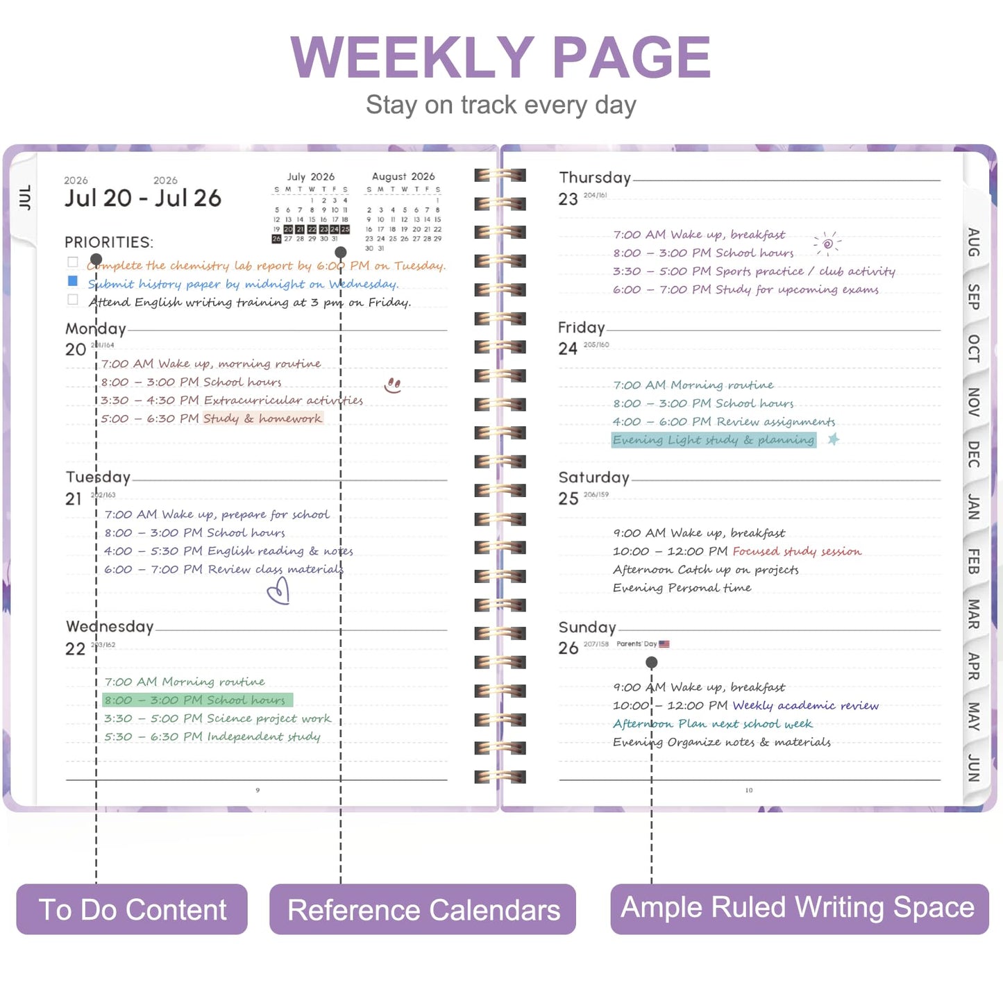 Planner 2026-2027, Weekly and Monthly Academic Planner, July 2026 - June 2027, Hardcover Calendar Agenda Book for School Year Planning, School Supplies for Teacher and Student, A5(6.3'' x 8.5'')