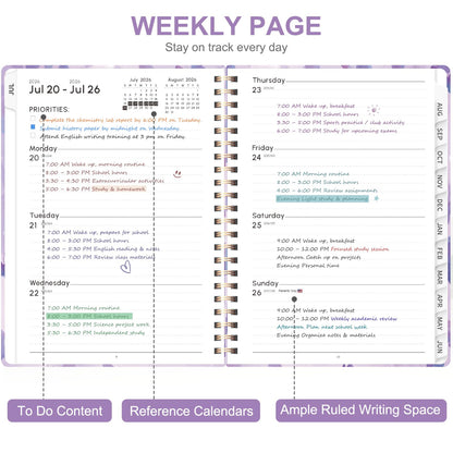 Planner 2026-2027, Weekly and Monthly Academic Planner, July 2026 - June 2027, Hardcover Calendar Agenda Book for School Year Planning, School Supplies for Teacher and Student, A5(6.3'' x 8.5'')