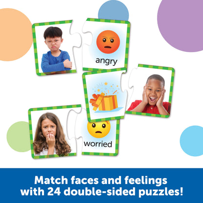 Learning Resources Feelings & Emotions Puzzle Cards - SEL, Emotional Regulation Tools for Kids, Toddlers Calming Corners, Montessori Essentials, Matching Games, Flash Cards, Homeschool, Preschool