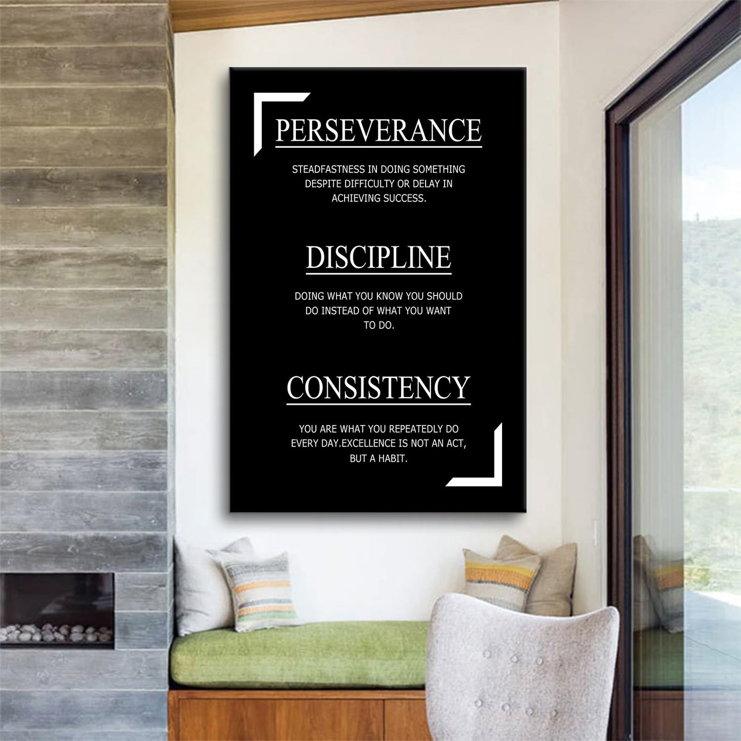 Perseverance Discipline Consistency Success Poster Print Motivational Picture Painting Inspirational Canvas Wall Art for Modern Office Bedroom Living Room School Wall Decor Ready to Hang [24''Wx36''H]