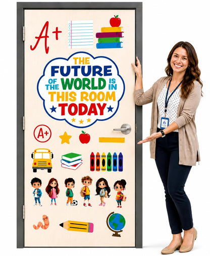 Hello Hallway Classroom Door Decorations for Teachers, Back to School | Reusable Peel & Stick Door & Whiteboard Decor Kit | Preschool Pre-K Kindergarten Classroom Decor | Teacher Supplies