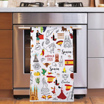 JNIAP Spain Kitchen Towels Spain Lover Gift Spanish Kitchen Towels Spain Dish Towel Spain Themed Gift Espana Gifts (Spain KT)
