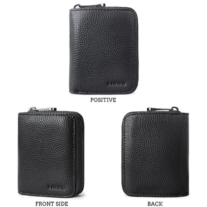 Linno RFID 20 Slots Credit Card Holder Genuine Leather Small Wallet for Women or Men with Zipper