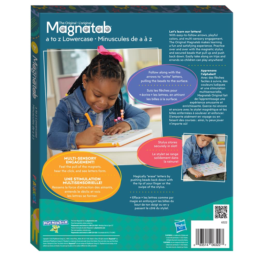 Playskool Magnatab — a to z Lowercase — Magnetic Board Toy Letter Tracing for Toddlers Learning and Sensory Drawing — for Kids Ages 3 and Up