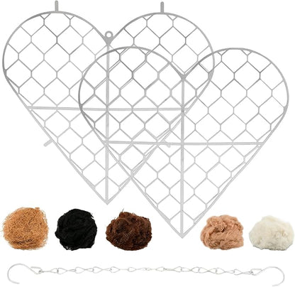 Handmade Fiber Bird Nesting Heart, Refillable Birds Haven Heart Shape Hummingbird Nesting and Nest Materials, for Wild Bird, Hummingbird Houses Nest Boxes Gifts