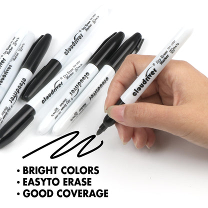 cloudriver Fine Tip Dry Erase Markers Black, 60 Pack Black Whiteboard Markers Bulk, Low-Odor, Ideal For School Office Home Use
