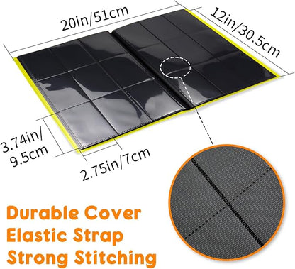 Trading Card Binder 9 Pocket, 360 Card Waterproof Folder with Side Loading Sleeves, Sturdy Card Collection Album for MTG, TCG, Game Cards & Sports Cards (1, Yellow)