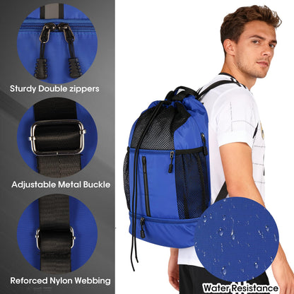 Wavathan Drawstring Backpack，Soccer Bag with Shoe Compartment，Basketball Backpack ，Football Drawstring Bag