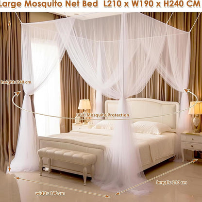 Vawolecy Mosquito Net Bed Canopy for Full Queen King Size Bed,4 Corner Canopy Gothic Bed Curtains,Bug Net for Camping Patio, Halloween Decoration