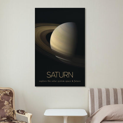 LGDSBHH Minimalist Saturn Solar System Canvas Wall Art - Educational Space Planet Poster - Science Classroom & Kids Bedroom Decor - 12x18 Inch (Unframed)