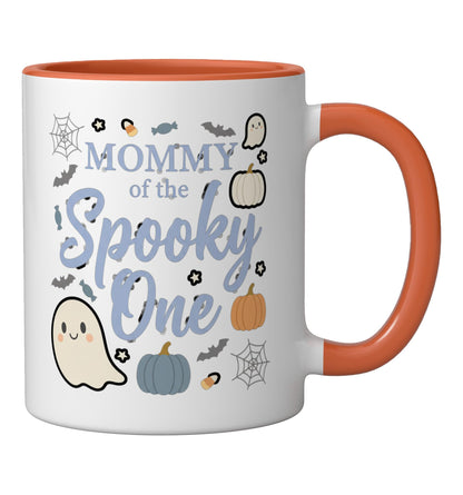 Mom Mommy Of The Spooky One First Birthday Halloween Ceramic Mug, Orange/White