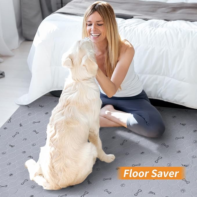 Dog Pee Pad Washable 65x48 Large, Fast Absorption Reusable Puppy Pads, Waterproof Pet Training Pads,Non-Slip Bone Print Whelping Pad for Dog Playpen, Incontinence, Housebreaking
