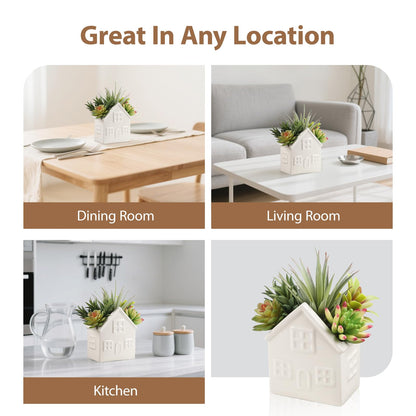 Hessessl Succulents Plants Artificial in Ceramic Pot, Small Fake Plants for Bathroom Decor Bedroom Aesthetic Living Room Shelf Office Shelf Table Decor