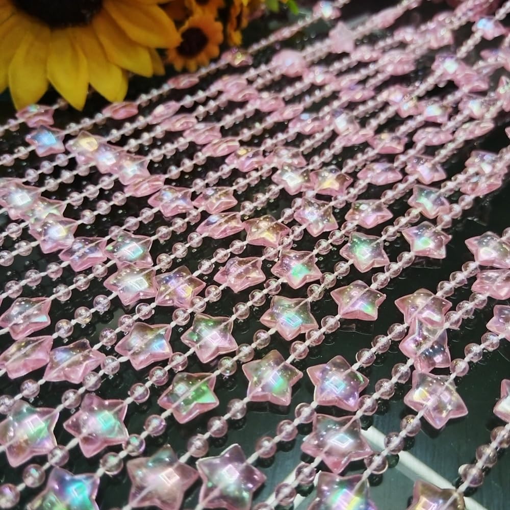 ave split Beaded Curtain Doorways Star Acrylic Hanging Door Beads String Curtains Tassel Room Divider Screen Decor for Doorway Window Living Room Wedding 049Star (Pink Star)