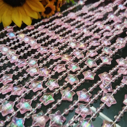 ave split Beaded Curtain Doorways Star Acrylic Hanging Door Beads String Curtains Tassel Room Divider Screen Decor for Doorway Window Living Room Wedding 049Star (Pink Star)