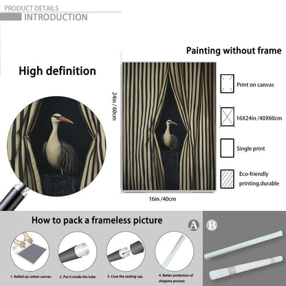 Modern Artwork Nursery Poster Bird Wall Art Cute Animal Picture Funny Animal Wall Art Elegant Bird Black and White Striped Picture Print 16x24 Inch Unframed Poster for Living Room Office Bedroom Dorm