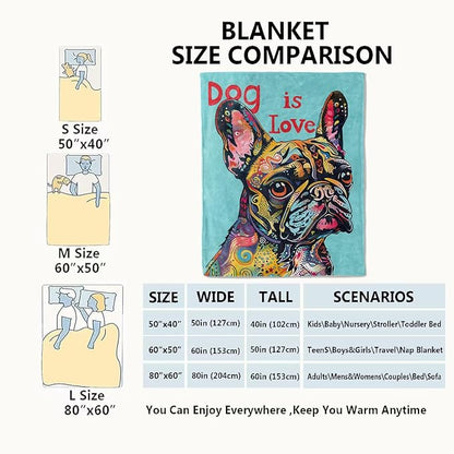 French Bulldog Blanket Pop Art Dog Throw Blankets,Birthday Gifts for Kids Adult Women & Pet Lovers,Lightweight Soft Fleece,for Sofa Couch Bed Room Farmhouse Art Decor 40x50in