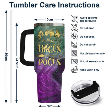 34HD Hocus Witch Tumbler 40oz with Handle Straw, Engraved Glorious Morning Stainless Steel Insulated Travel Coffee Cup - Spooky Birthday Gift for Festival Fans, Him Her & Movie Lovers