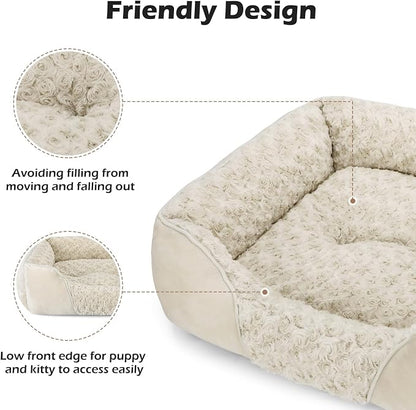 INVENHO Large Dog Bed Rectangle Washable Orthopedic Soft Calming Sleeping Durable Pet Cuddler with Anti-Slip Bottom