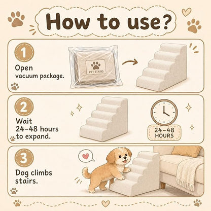 Dog Ramp for Bed,Pet Ramp for High Bed,Dog Stairs for Small & Medium Dogs,Curved Non-Slip Ladder for Older Dogs & Cats,24.4" H,5-Step (Gray)