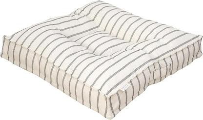 Harry Barker Striped Pillow Dog Bed, Luxury Washable Pet Bed with Recycled Fill, Soft Square Cushion Bed for Small Dogs & Cats, Cream & Black