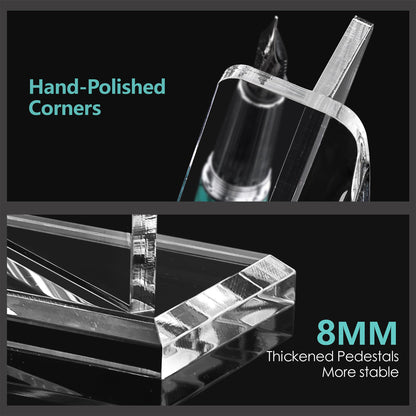 SANRUI Acrylic Pen Holder Desktop Display, Vertical Fountain Pen Pencil Stand Ballpoint Showholder, Clear Makeup Brush Rack, Paintbrush Drying Support Organizer Desk for Exhibitions,Office,Store Use
