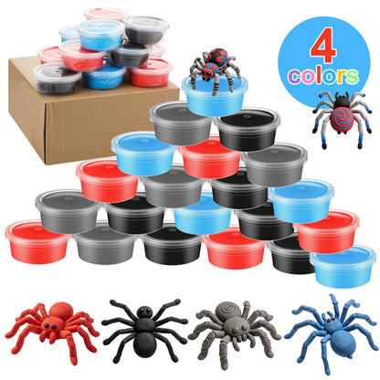 Tasdurian 24 Set Spider Party Favors for Kids Air Dry Modeling Clay DIY Spider Web Birthday Party Supplies Spiderweb Goodie Bags Stuffers Art Crafts Gifts Toy for Kids Boys Girls Prizes