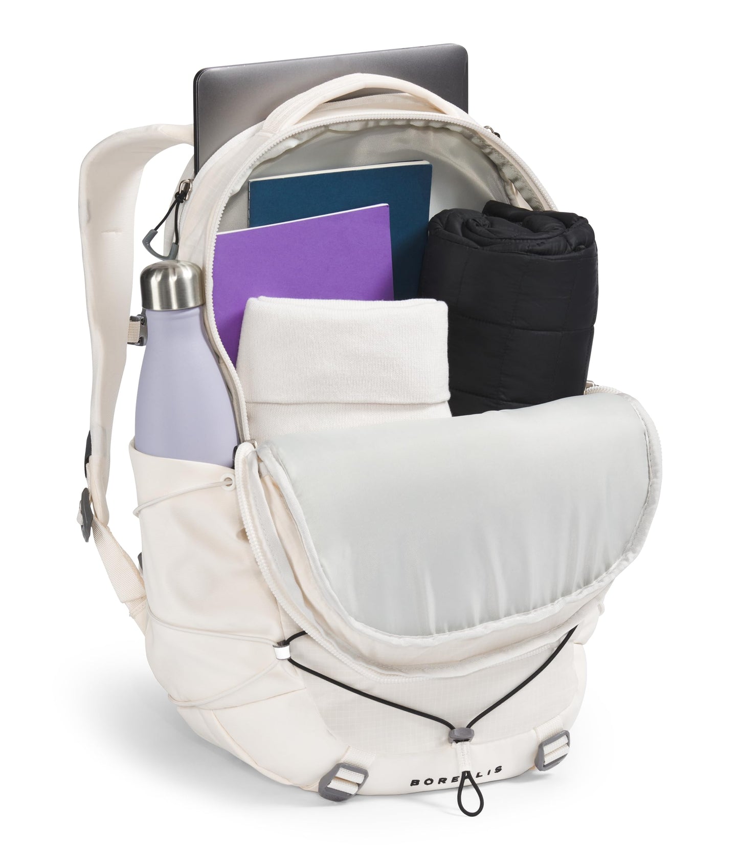 The North Face Women's Borealis Commuter Laptop Backpack - Everyday Travel Bag, Laptop Sleeve, Reflective Details, Gardenia White/TNF Black-NPF, One Size