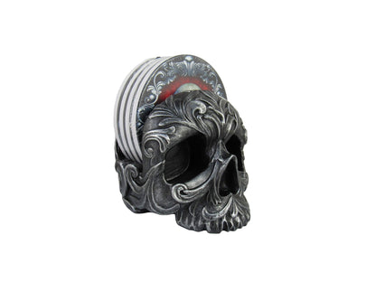 DWK Deathly Delights Decorative Gothic Skull Drink Coasters | 4 Piece Coasters for Drinks Absorbent with Holder Set | Home Decorations for Living Room | House Warming Presents - 5"
