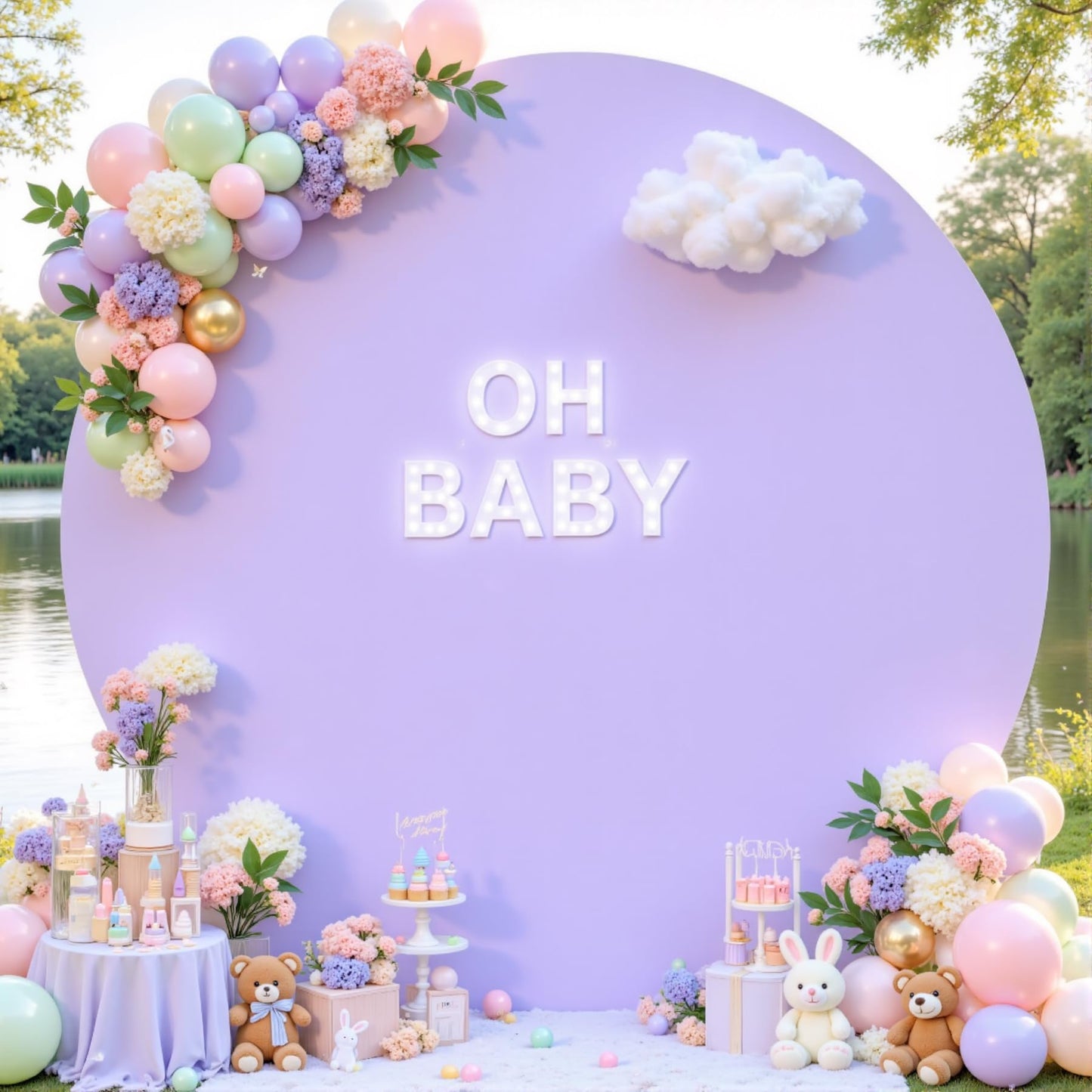 6.6FT Purple Round Backdrop Cover Lavender Lilac Balloon Circle Arch Backdrop Cover Wedding Round Arch Covers Stretchy Spandex Bridal Shower Baby Shower Birthday Party Thanksgiving Photo Backdrop