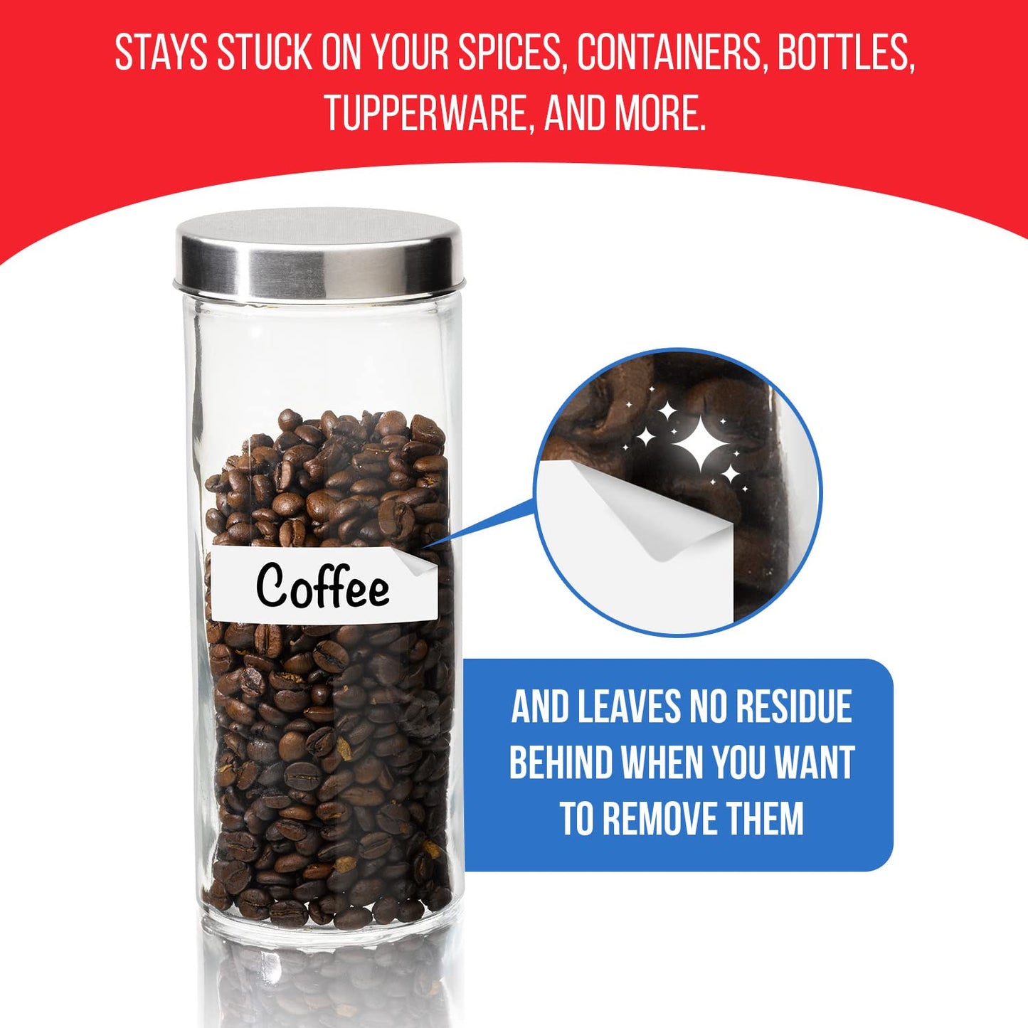 Dry Erase Stickers 96pk 1x3 & 1.5in, Reusable White Spice Jar Pantry Labels