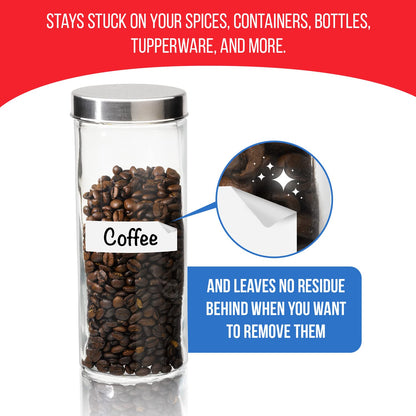 Dry Erase Stickers 96pk 1x3 & 1.5in, Reusable White Spice Jar Pantry Labels