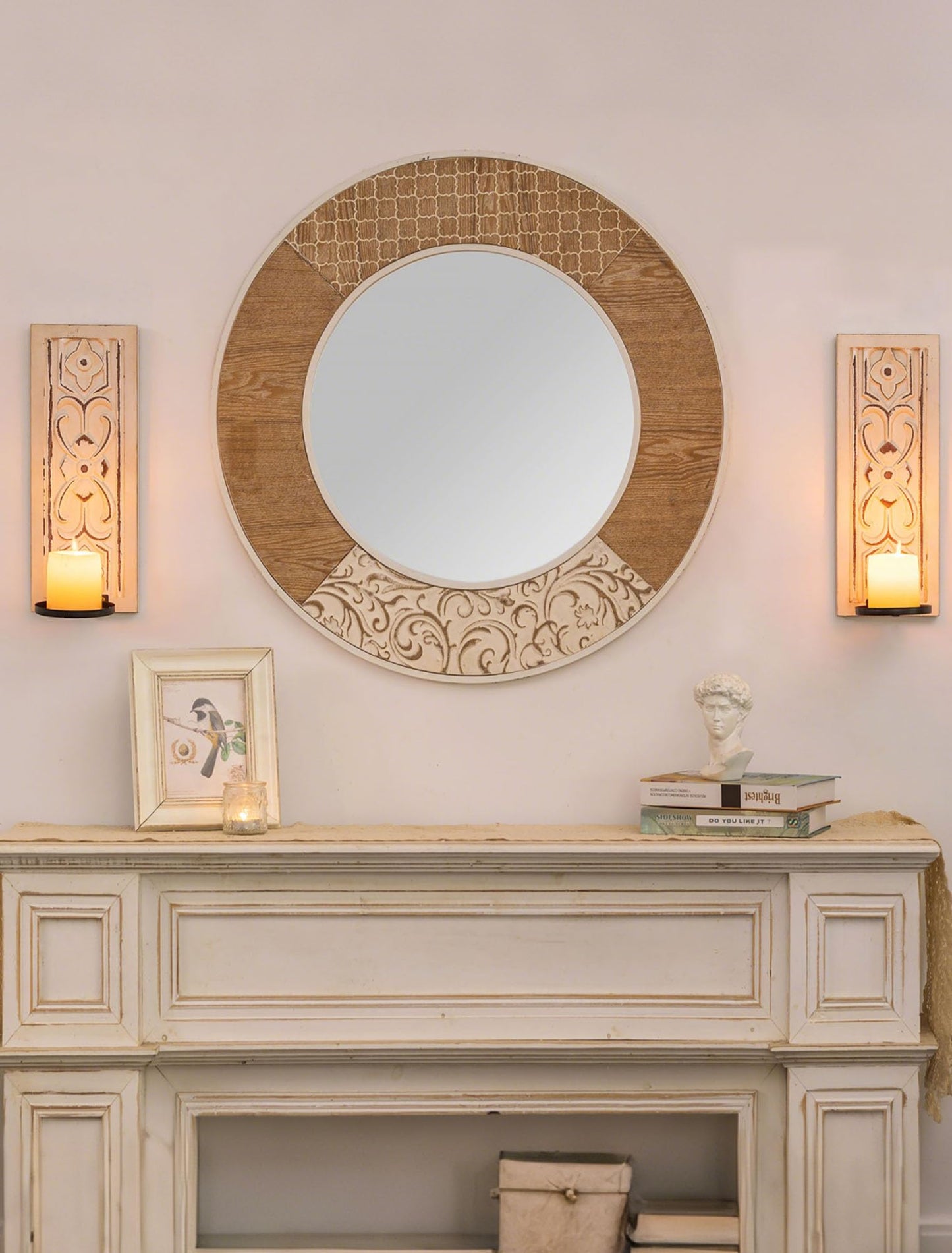 Walasis Rustic Farmhouse Candle Sconces Wall Decor Set of 2