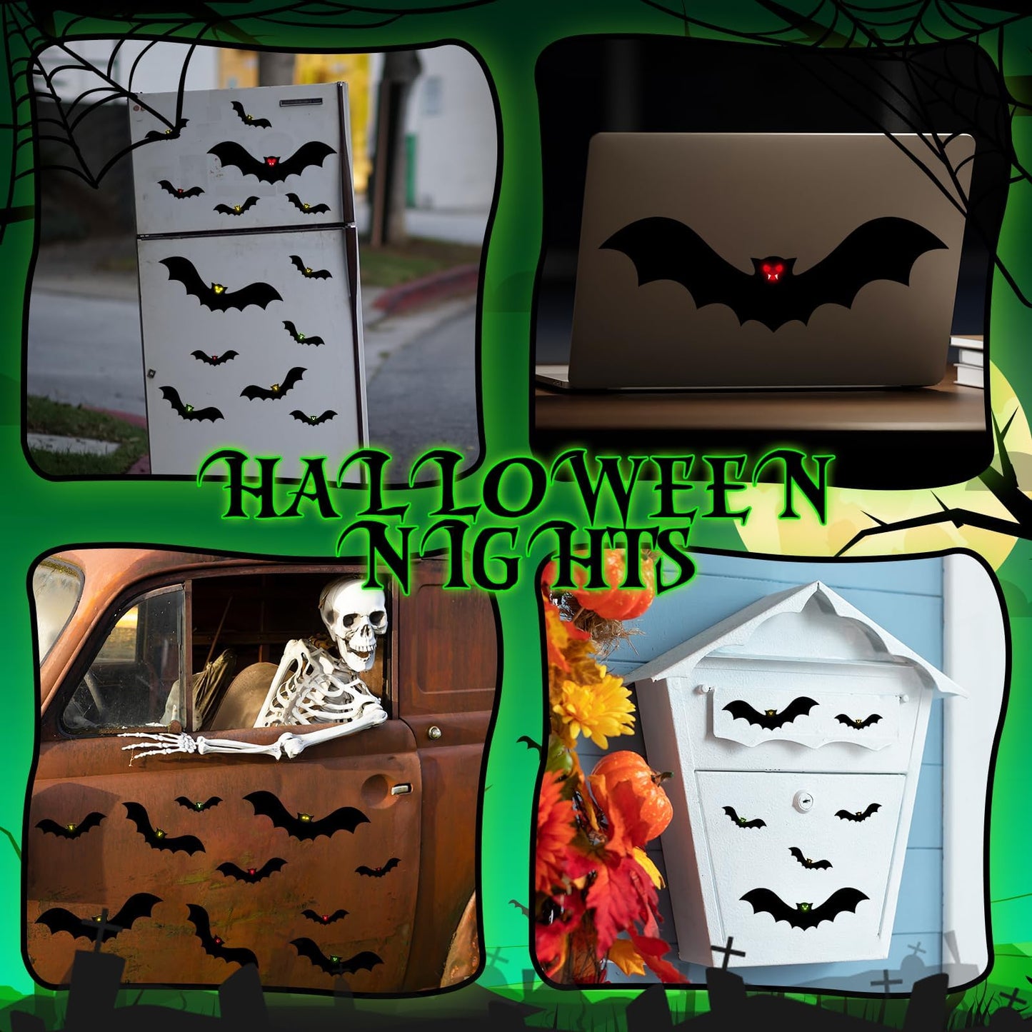28 Pcs Halloween Garage Door Decoration Glow in The Dark Scary Bat Magnets Garage Door Magnets Luminous Bat for Halloween Garage Door Car Refrigerator Party Supplies