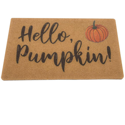 IZUS Hello-Pumpkin Welcome-Doormats - Non-Slip Coir Entrance-Mat Fall-Harvest-Festival Front-Door-Mat Porch-Rugs Home-Decor 17x29inch