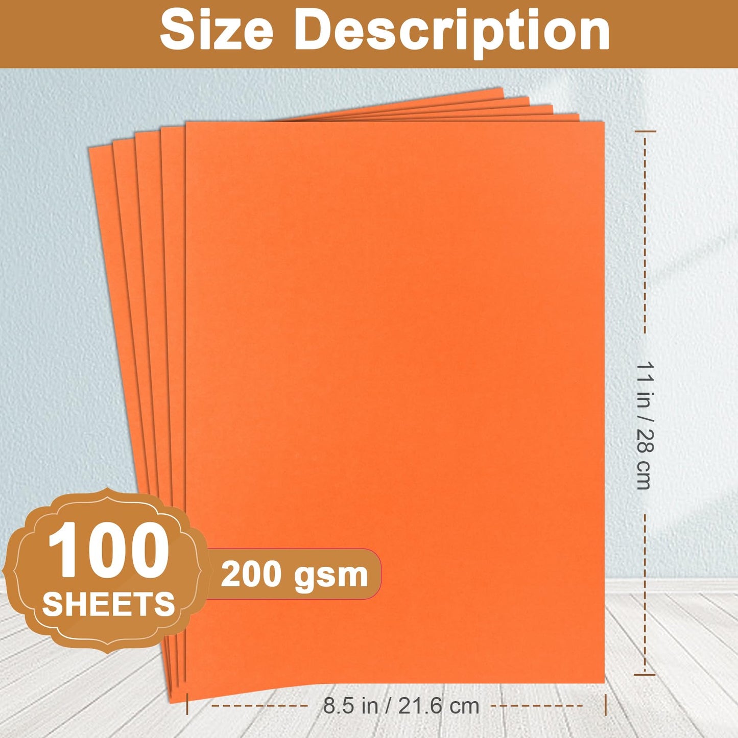Silunkia 100 Sheets Orange Cardstock 8.5 x 11 Halloween Paper, 75lb Heavyweight Pumpkin Paper Card Stock for Cards Making, Greeting Card, Crafting, Invitations