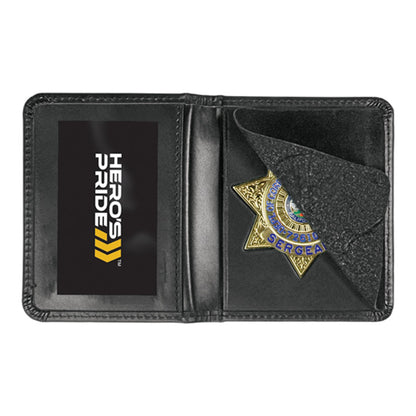 Hero's Pride Deluxe Compact Bi-Fold Genuine Leather ID Case with Recessed Badge Cutout, 7 Point Star, Fits Badge Size 2-3/4 x 2-3/4" (0010)