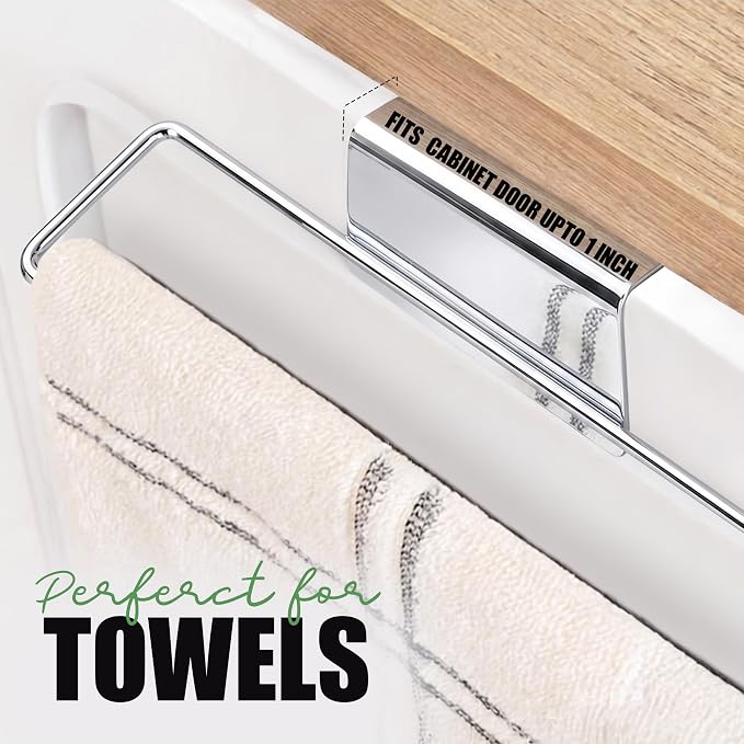 Evelots 2-in-1 Pot Lid Organizer with Towel Holder - 2 Pack, 3-Tier Cabinet Door Rack - Space-Saving Kitchen Organizer for Glass or Metal Pan Lids & Towels - Over the Door Design - Chrome