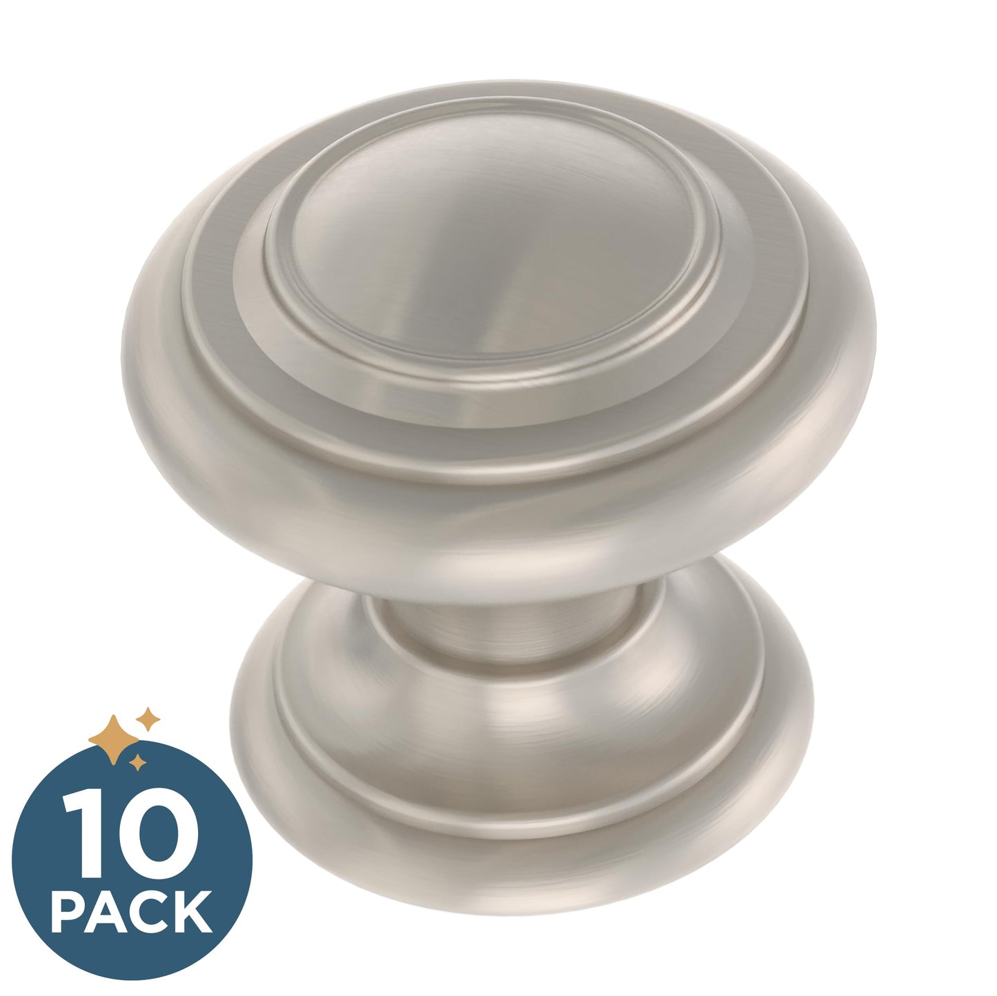 Franklin Brass (10-Pack) – Nickel Cabinet Knobs for Dressers, Drawers, Kitchen Cabinet Door, Vanity, Furniture, Closet Knobs, 1-1/8 Inch Round | Simple Double Ring