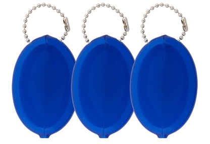 Oval Rubber Coin Purse Change Holder Made in U.S.A. For Men/Woman With Chain Pouch Made By Nabob Leather (Blue 3 Pack)