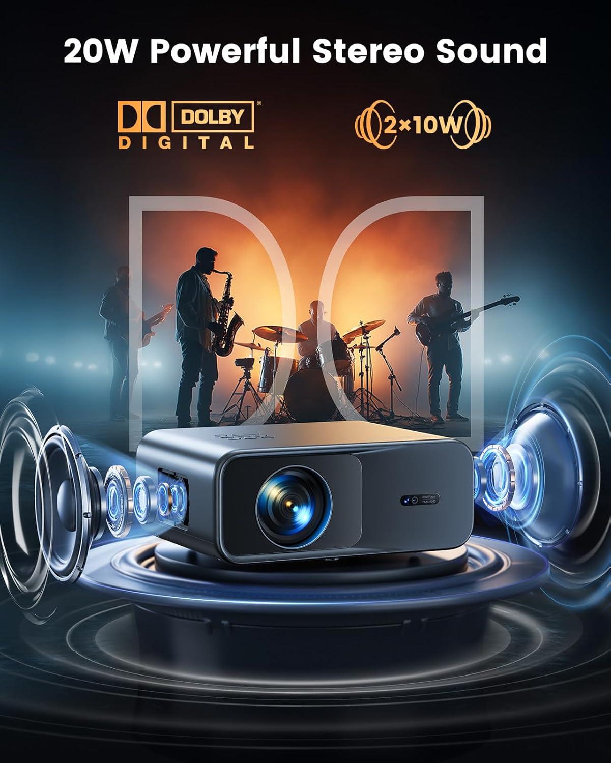 [Official Google TV]Smart-Outdoor-Projector 4K Supported, Home Theater Projector with Wi-Fi 6 & Bluetooth, Movie Proyector with Dolby for Indoor & Outdoor WIMIUS G1 (Gray, Standard)