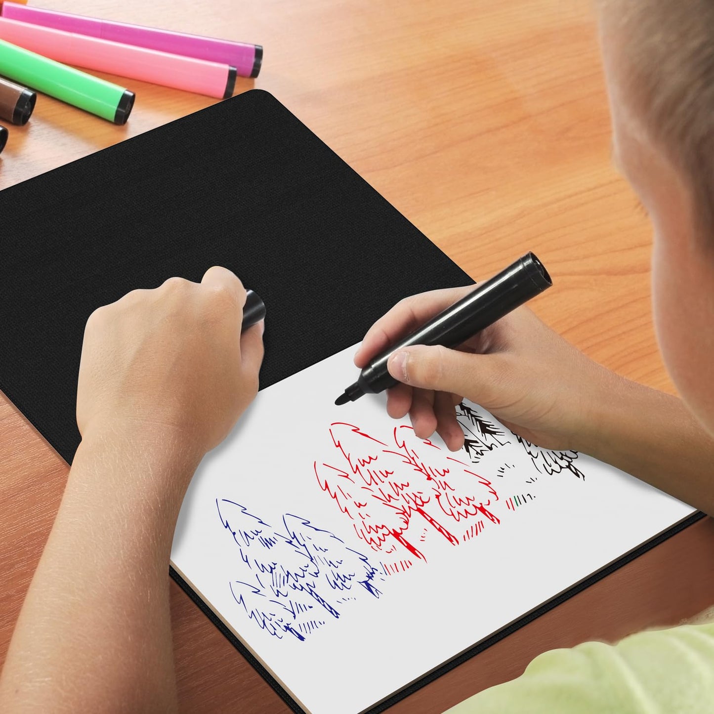 Portable Small White Board,Reusable Dry Erase Board with Stand,Desktop Whiteboard for Office Meeting Bussiness Home 9" x 6" with Marker, Wipe Cloth (Orange)