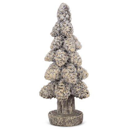 Transpac Rustic Snowy Tree Cream and Brown 5 Inch Resin Figurine Set of 3