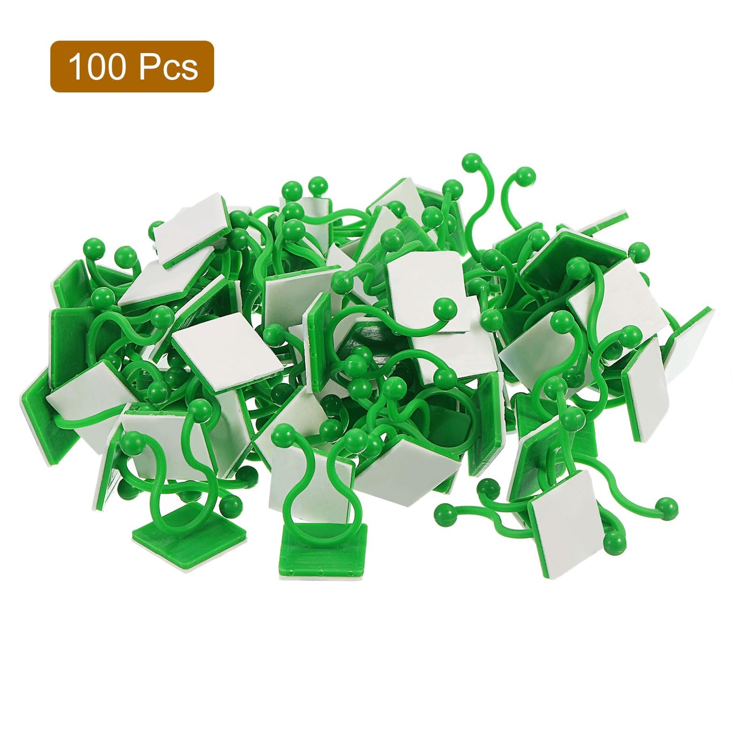 uxcell 100Pcs Plant Climbing Wall Fixture Clips, Plant Fixer Self-Adhesive Hooks Wire Fixing Supporting for Indoor Outdoor Decoration and Cable Wire Fixing (Green, 13.3mm/0.52")