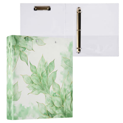 Eucalyptus Round Ring Binders 1.5 Watercolor Leaves Plant Vase 3 Ring Clipboard Binder for Office School Work Supplies File Folder 200 Sheet Capacity Easy Open