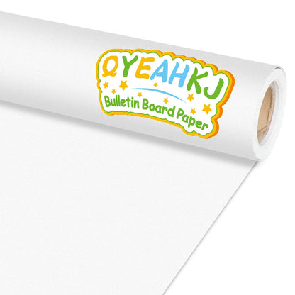 Qyeahkj White Bulletin Board Paper Roll White Bulletin Board Background Paper Fade Resistant Classroom Decoration Poster Art Craft Home Wall Education Decoration Supplies 17.7in x 20ft