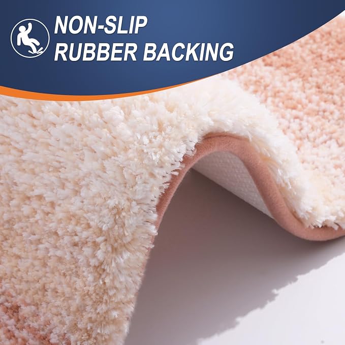 OLANLY Bathroom Runner Rugs Mat 47x20, Extra Soft Absorbent Microfiber Bath Rugs, Rubber Backing, Quick Dry, Washable Long Bath Mats for Bathroom Floor, Tub and Shower, Home Decor Accessories, Peach
